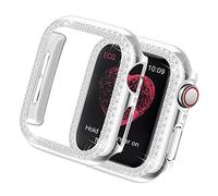 Yolovie Funda Carcasa Compatible para Apple Watch 40mm 44mm Series 6 SE 5 4, Cubierta de la Cara Bling Crystal Diamonds Shiny Rhinestone para Bumper, Plata