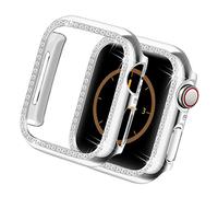 Yolovie Funda Carcasa Compatible para Apple Watch 40mm 44mm Series 6 SE 5 4, Cubierta de la Cara Bling Crystal Diamonds Shiny Rhinestone para Bumper, Plata