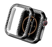 Yolovie Funda Carcasa Compatible para Apple Watch 40mm 44mm Series 6 SE 5 4, Cubierta de la Cara Bling Crystal Diamonds Shiny Rhinestone para Bumper, Negro