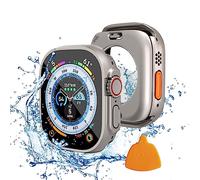 Yolovie Funda impermeable 2 en 1 compatible con Apple Watch Ultra/Ultra 2, protector de pantalla de 49 mm, accesorios de vidrio templado, cubierta protectora de policarbonato y parachoques trasero, 49