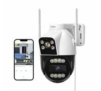 YoLuKe Cámara de Vigilancia 4G LTE Doble Lente,Cámara de Vigilancia Exterior con Tarjeta SIM,Detección Humanoide con Seguimiento Automático,Rango de Detección Personalizado y Alarma de Audio,CamHi Pro
