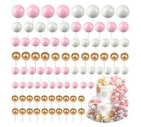 yolzhxe 108 Stück Tortendeko Kugeln Cake Topper, Mini-Ballons Tortenaufleger, DIY Kuchen Dekoration für Hochzeit Party Babyparty Geburtstag Torte Dekorieren, (Weiß, Gold, Rosa)