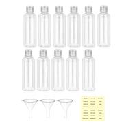 yolzhxe 11 piezas Juegos de Botellas de Viaje, 100 ML Contenedores Viaje Transparentes, Reutilizables, 3 Embudos Pequeños, Adecuado para Champú Acondi Cionador Gel Ducha