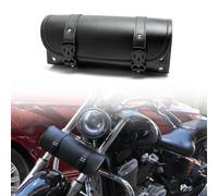 yolzhxe Bolsa de Herramientas de Cuero para Motocicleta, Alforjas Moto | Impermeable Retro Negro Alforjas Moto con 2 Correas Ajustables que se Pueden fijar al Manillar, la Horquilla y el Cuadro