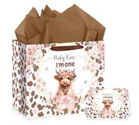 Yomaiha Highland Cow - Decoración de primer cumpleaños, bolsa de regalo, vaca de las tierras altas, decoraciones de baby shower para niñas, bolsas de recuerdo de vaca sagrada