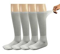 Yomandamor Calcetines diabéticos sin costuras de bambú para hombre sobre la pantorrilla sueltos top blanco negro, 4 pares, 4 pares blanco, ^
