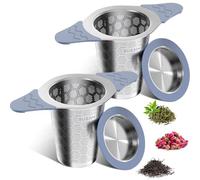 yomanta infusor de te 304 Acero Inoxidable 2 Piezas，Coladores de té para té suelto，Con tapa y asa de silicona resistente al calor，Apto para teteras, tazas de té y tazas