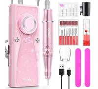 yomanta Torno para Uñas Profesional 45000 RPM, Portatil Pulidor Lima Electrica Uñas, USB Recargable 10H+ Duración de la Batería con 12 Bits, Torno de Uñas Inalambrico, Pantalla LCD, para Uñas de Gel