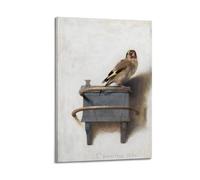 Yomcut Karel Fabritius The Goldfinch 1654 - Lienzo decorativo para pared, diseño de pergamino, para sala de estar, decoración de paredes y hogares, 60 x 90 cm