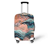 yomeeaaaa Aztec Tribal Wolf - Funda para equipaje de viaje de 18 a 32 pulgadas, diseño de lobos étnicos, lavable, elástica, color verde pizarra, Patrón de nube china, L(25-28in)