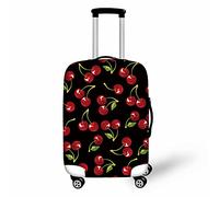 yomeeaaaa Funda de equipaje con estampado floral abstracto en 3D para viajes, protector de elastano lavable de 45 a 53 cm, funda de protección elástica, cierre de cremallera, Cereza roja, S(18-21in)