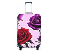 yomeeaaaa Funda elástica para equipaje de viaje, funda protectora de equipaje con rosas rojas y moradas, antiarañazos, para adultos, lavable, decoración, Black, M(22-24in)