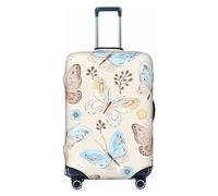 yomeeaaaa Funda protectora de equipaje de viaje con diseño de cola de pavo real, lavable, con ruedas, para equipaje, con cremallera y hebilla, 24 pulgadas, Papillons Et De Fleurs Bleu, S(18-21in)