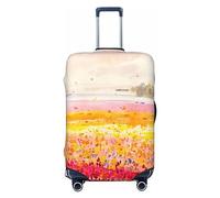 yomeeaaaa Funda protectora de equipaje de viaje con diseño de fresas rojas, lavable, con ruedas, para equipaje, con cremallera y hebilla, 24 pulgadas, Campo de flores de acuarela roja, S(18-21in)