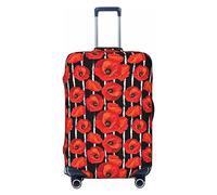 yomeeaaaa Funda protectora de equipaje de viaje con diseño de fresas rojas, lavable, con ruedas, para equipaje, con cremallera y hebilla, 24 pulgadas, Amapolas rojas sobre una raya, XL(29-32in)