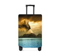 yomeeaaaa Volcano Ocean Travel - Funda para equipaje de viaje, diseño de volcán Ecuador, antiarañazos, elástica, lavable, para equipaje de mano de 22 a 25 pulgadas, Volcano Eruptionjim2685, L(25-28in)