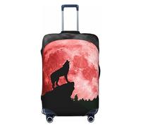 yomeeaaaa Wolf Howling at Red Moon - Funda protectora de equipaje de viaje, lavable, con ruedas, para equipaje, con cremallera y hebilla, 21 pulgadas, Lobo aullando a Luna Roja, L(25-28in)