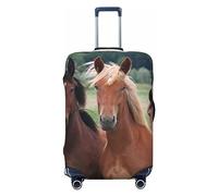 yomeeaaaa Wolf Howling at Red Moon - Funda protectora de equipaje de viaje, lavable, con ruedas, para equipaje, con cremallera y hebilla, 21 pulgadas, Wild Free Running Brown Horses, XL(29-32in)