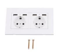Yominerr Caja de de Corriente de Pared Exterior Impermeable IP66 de 16 A y 250 V, de Corriente Doble Eléctrica con 2 USB para el Jardín del Hogar, Estilo Alemán