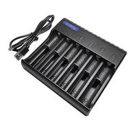 Yominerr Cargador de BateríA EléCtrico de 6 Ranuras Indicador LED Inteligente Cargador USB Cargador de BateríA Recargable AA/AAA NiMH/NiCd para el Hogar