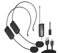 Yominerr Conjunto de Micrófono de Solapa Inalámbrico de 2,4 G con Transmisor y Receptor para Amplificador, Altavoz de Voz, Recorrido Didáctico