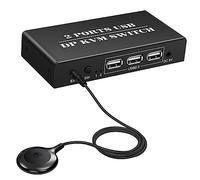 Yominerr DP KVM Switch 2 Puertos 8K@30Hz Displayport1.2 Switch 2 en 1 Salida con 3 Puertos USB2.0 para 2 PC Laptop Share Keyboard Mouse