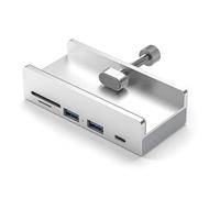 Yominerr HUB USB 3.0 con Clip para Estación de Acoplamiento, Adaptador USB 3.0, Divisor Múltiple, Adaptador de Alta Velocidad de 5 Gbps para PC y Portátil, Color Plateado