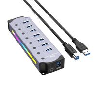 Yominerr HUB USB 3.0 RGB Multifunción con Divisor de Transmisión Rápida de 5 Gbps Protocolo de Carga BC 1.2 Base de Expansión para Computadora