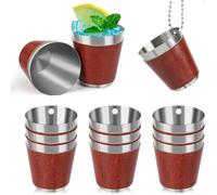 Yominerr Paquete de 12 Vasos de Chupito de Metal para Colgar Vasos de Chupito de Acero Inoxidable con Cadena, Vaso de Chupito de 30 Ml para Fiesta de Boda