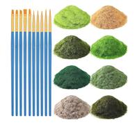 Yominerr Paquete de 8 Céspedes Estáticos de 8 X 30 G y 5 mm para Modelismo Paisajístico, con Pinceles.