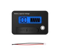 Yominerr Voltímetro de Batería Digital LCD de 8-30 V CC, Indicador de Capacidad, Comprobador de Voltaje de Batería de Ácido de Litio, Herramienta de Medición, Salida Tipo C, D