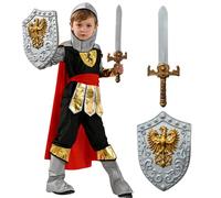 YOMIQIU Disfraz Caballero Medieval Niño: Disfraz Romano Niño con Espada Escudo, Dragón Knight Medieval Traje para Carnevale Cosplay Halloween Navidad (M)
