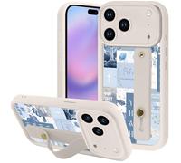 Yomjew Funda de teléfono azul con collage de Jesús Dios para iPhone 17 Pro Max de 6.9 pulgadas con correa de muñeca suave ajustable para el dedo, funda de TPU a prueba de golpes para niñas y niños