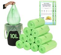 YOMKILU 200 Piezas Bolsas Basura Biodegradable 10L, 10 Rollen 45x60cm Bolsa Basura con Asa, 2.6 Gal Prueba de Fugas Bolsas de Basura para Sala de Estar, Cocina, Baño, Oficina, Verde