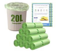 YOMKILU 200 Piezas Bolsas Basura Biodegradable 20L, 10 Rollen 50x60cm Bolsa Basura, 4-6 Gal Prueba de Fugas Bolsas de Basura para Sala de Estar, Cocina, Baño, Oficina, Verde