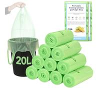 YOMKILU 200 Piezas Bolsas Basura Biodegradable 20L, 10 Rollen 50x63cm Bolsa Basura con Asa, 4-6 Gal Prueba de Fugas Bolsas de Basura para Sala de Estar, Cocina, Baño, Oficina, Verde