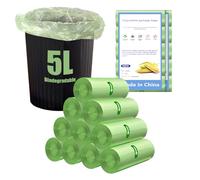 YOMKILU 200 Piezas Bolsas Basura Biodegradable 5L, 10 Rollen 40x45cm Bolsa Basura, 1.2 Gal Prueba de Fugas Bolsas de Basura para Sala de Estar, Cocina, Baño, Oficina, Verde