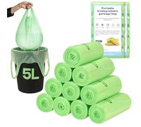 YOMKILU 200 Piezas Bolsas Basura Biodegradable 5L, 10 Rollen 42x55cm Bolsa Basura con Asa, 1.2 Gal Prueba de Fugas Bolsas de Basura para Sala de Estar, Cocina, Baño, Oficina, Verde