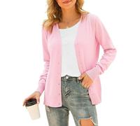 Yommay - Suéter de manga larga suave básico con cuello en V abotonado, ligero en punto sólido y elegante para mujer, M