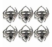yomoe Juego de 6 Servilleteros de Halloween, Hebilla de Anillo de Servilleta de Araña, Servilletero de Diamantes de Imitación Espeluznantes, Soporte de Aleación de Metal