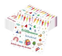 Yomover Servilletas para el comienzo del colegio, 50 unidades, servilletas de bienvenida escolar, decoración para niños y niñas, diseño de texto en alemán "Schön Dass Du Da Bist Schulkind