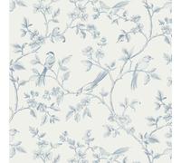 Yomshi Papel pintado autoadhesivo azul 41 × 300 cm para muebles, diseño de flores y pájaros, papel pintado de pared extraíble, vinilo adhesivo resistente al agua, lámina decorativa para salón