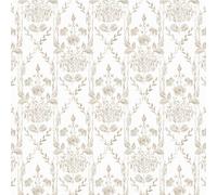 Yomshi Papel pintado moderno autoadhesivo con diseño geométrico de flores, 44 x 1000 cm, color beige y blanco, para muebles, fácil de inquiler, cuadrícula geométrica, resistente al agua, para cajones