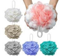 Yonality 6 Piezas Esponja Baño, 40g Esponja de Ducha Grande, Shower Loofah con Correa de Muñeca, Exfoliante de Malla, para Limpiar y Calmar la Piel, para hombres y mujeres