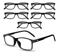 Yonality Gafas de lectura anti luz azul, Paquete de 6 Gafas de Lectura Cuadrados, Buena Vision Ligeras Comodas, gafas moda para ordenador para hombres y mujeres, graduación +1.5, +2.0, +2.5