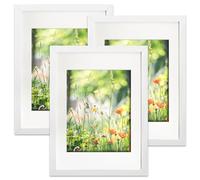 Yonality Marco 21x29.7cm, Juego de 3 Marcos de Fotos A4 Marco de Madera con Lámina de acrílico, Elegante Marcos con 15x20cm Passepartout y Montaje Vertical u Horizontal, para pósteres, puzles