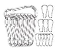 Yonality Paquete De 16 Mosquetones Pequeños 6 x 60 mm, Mosquetón Resistente, galvanizado, mosquetón con Gancho de Muelle, para Mochila, cinturón, Correa de Perro, Camping, Senderismo