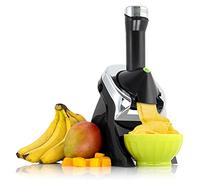 Yonanas 988 Deluxe Frozen Postre Maker Premium Chrome Diseño de frutas, es una alternativa vegana a helado, libre de BPA, apto para lavavajillas, incluye más de 75 recetas, 200 W, negro