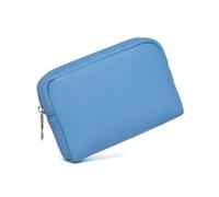 YONBEN Bolsa de maquillaje impermeable de gran capacidad para mujer, clásica, negra, bolsa de lavado con división ajustable, bolsa de lavado para cepillos y cosméticos, PU/azul genciana, Sencillo
