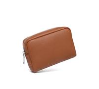 YONBEN Bolsa de maquillaje impermeable de gran capacidad para mujer, clásica, negra, bolsa de lavado con división ajustable, bolsa de lavado para cepillos y cosméticos, Sillín marrón/poliuretano